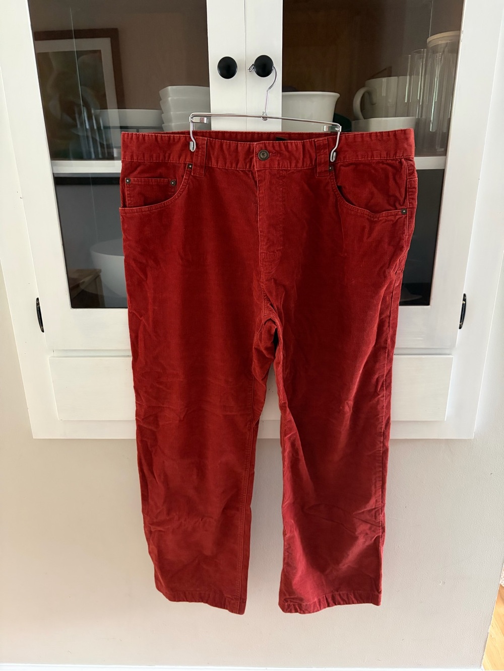 Prana Breathe Corduroy Red Orange Pants Size 38 x 32